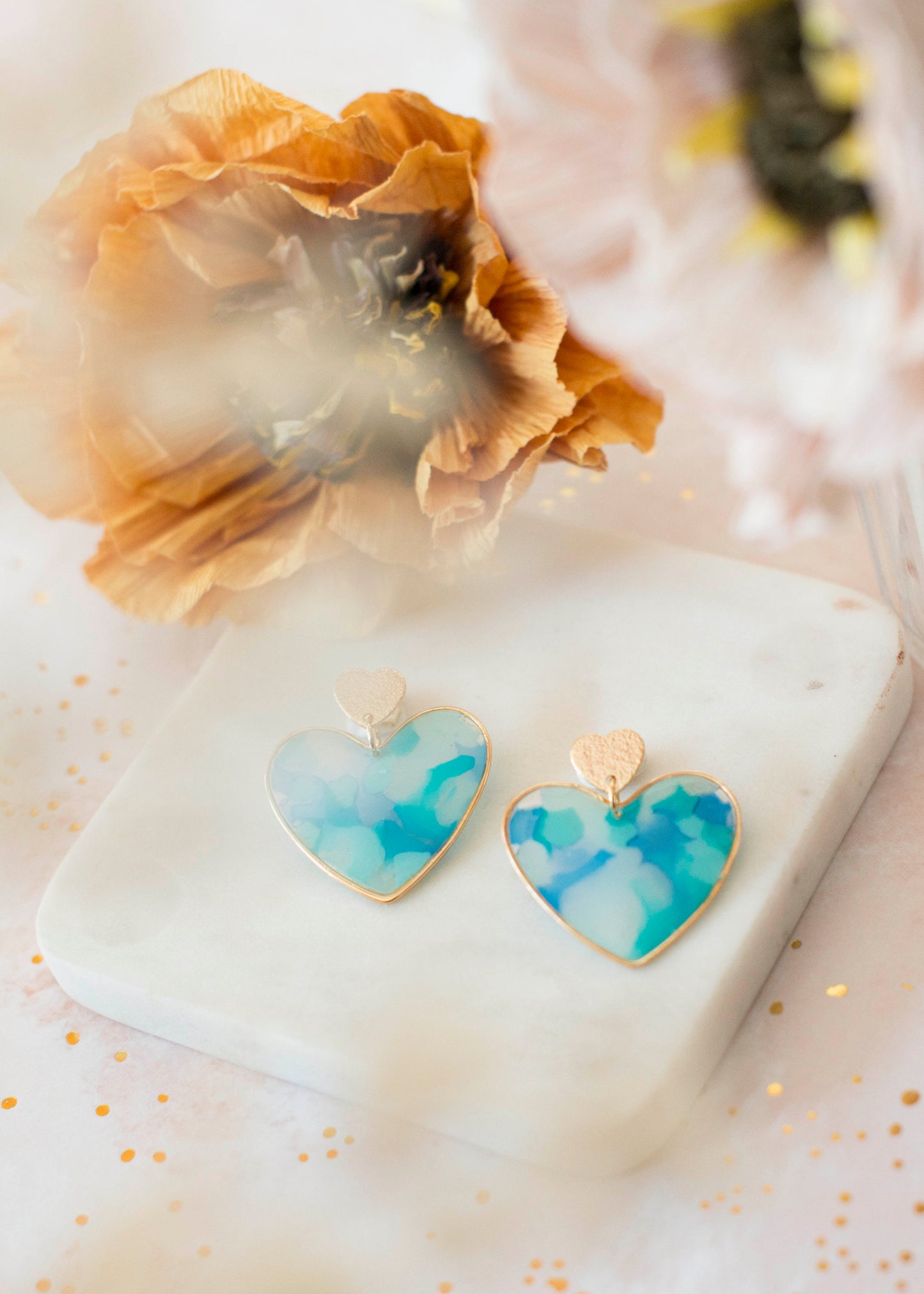 BIG HEART Ohrringe – Aquablau – Blautöne