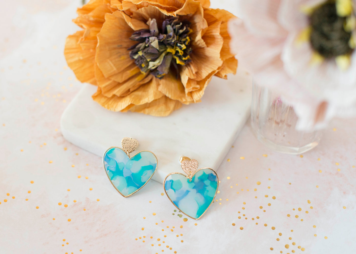 BIG HEART Ohrringe – Aquablau – Blautöne