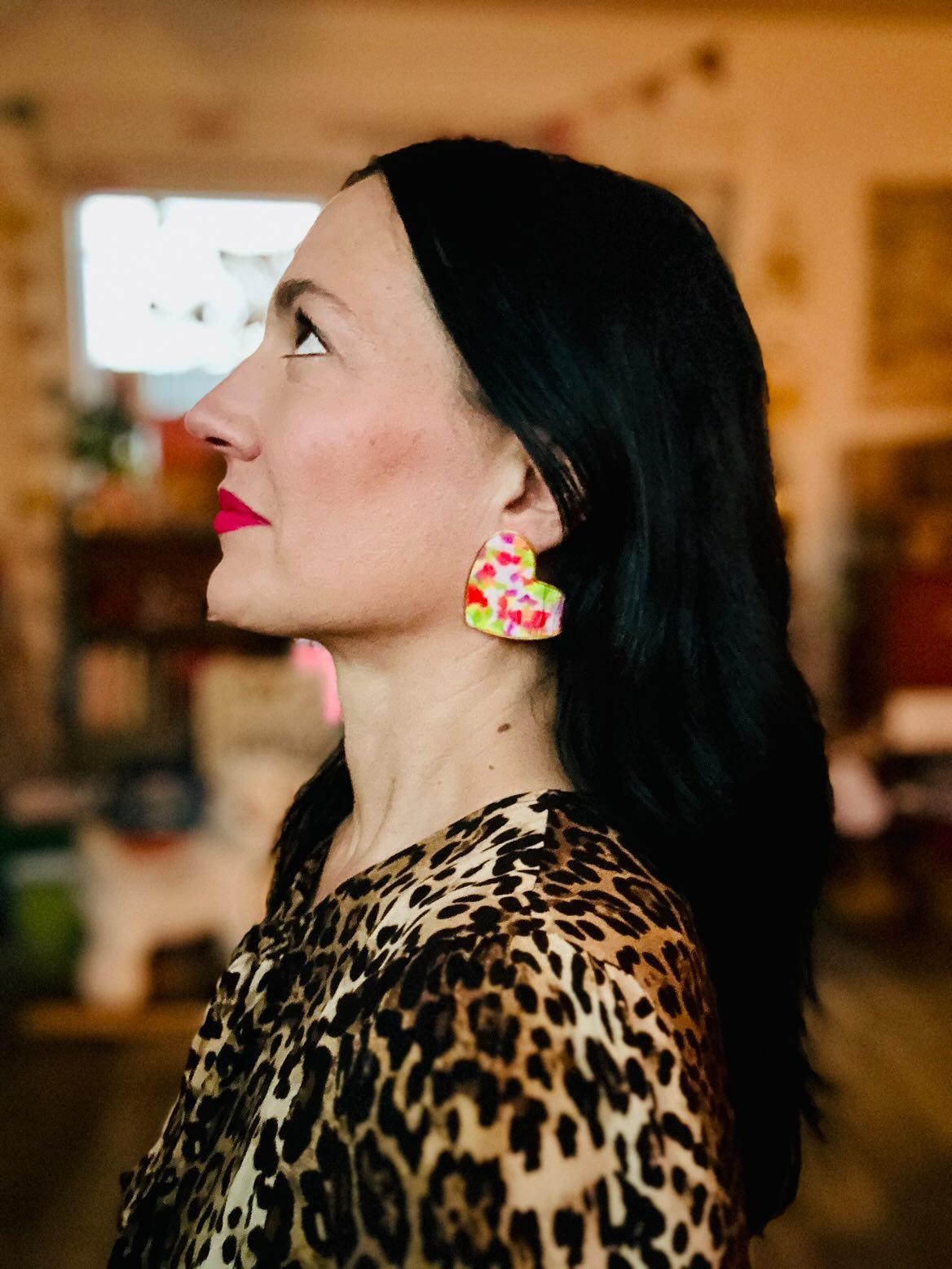 SEHR GROßES HERZ Ohrringe - grün