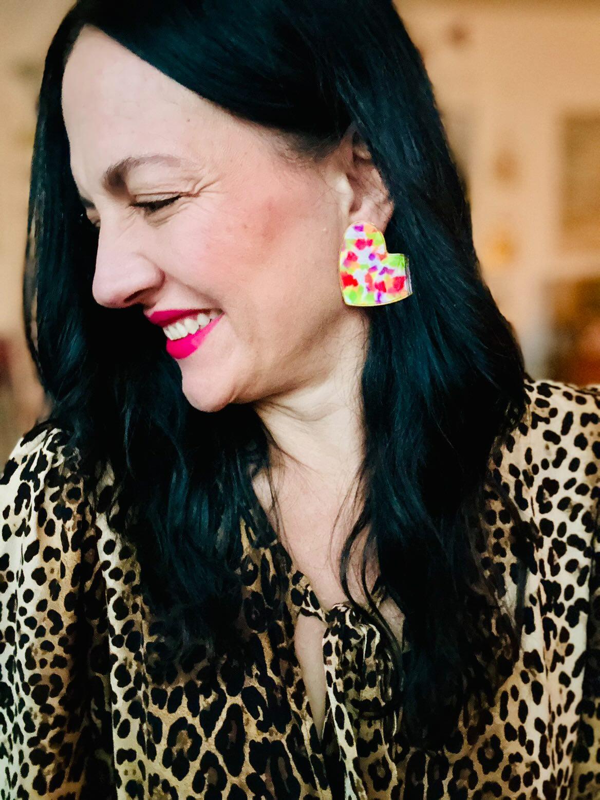 SEHR GROßES HERZ Ohrringe - grün