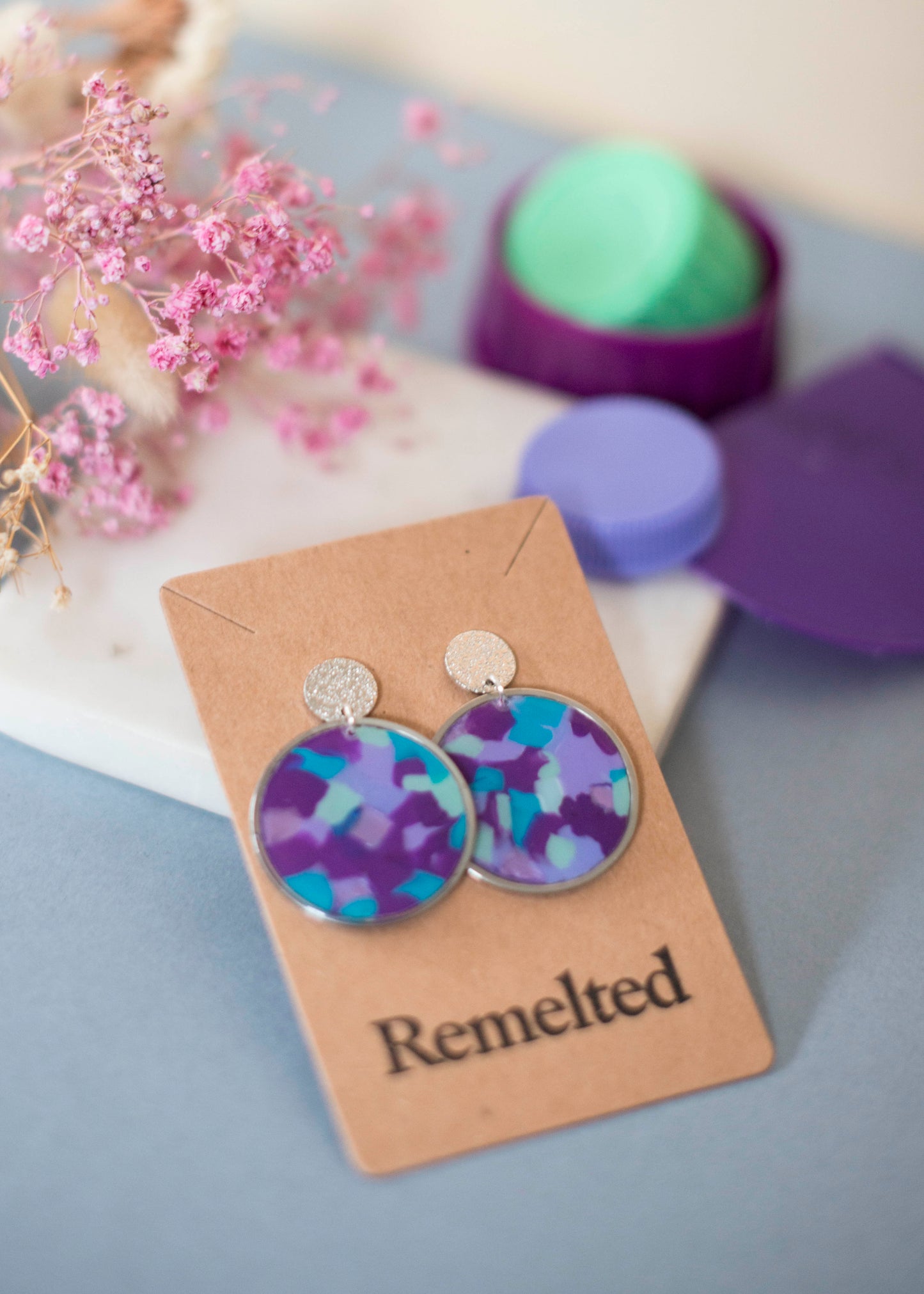 GRADIENT blaue Farbverlaufsohrringe – versilbert