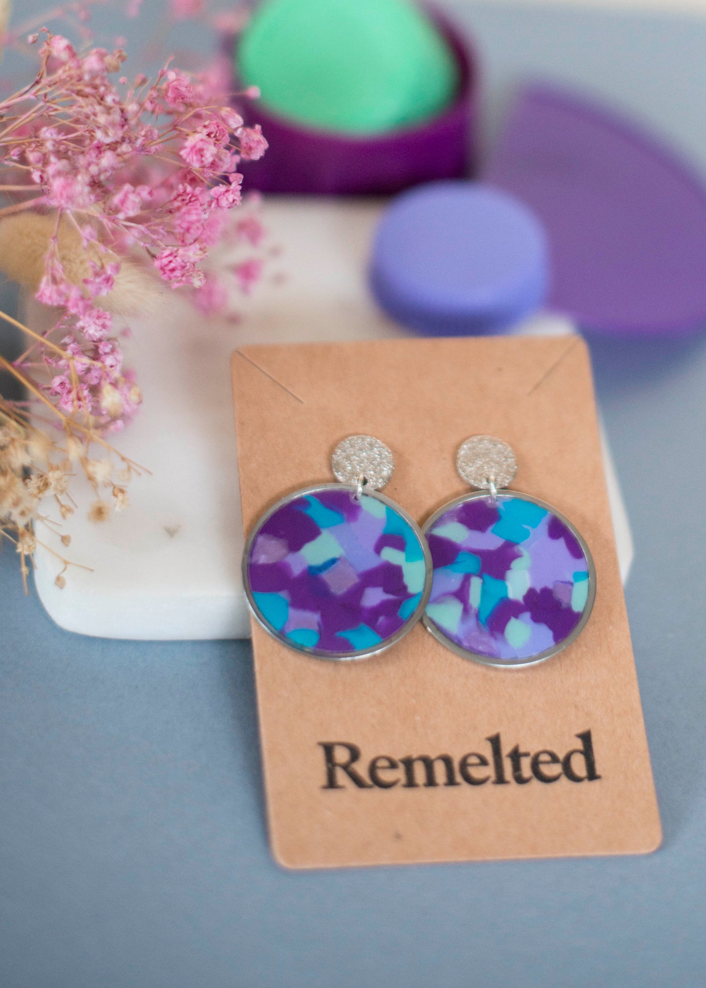 GRADIENT blaue Farbverlaufsohrringe – versilbert