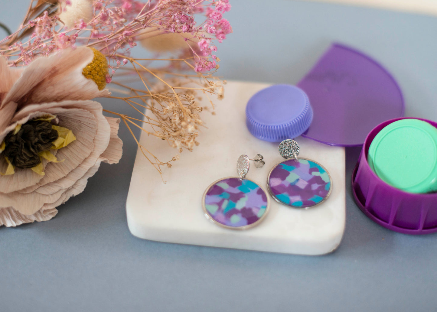 GRADIENT blaue Farbverlaufsohrringe – versilbert