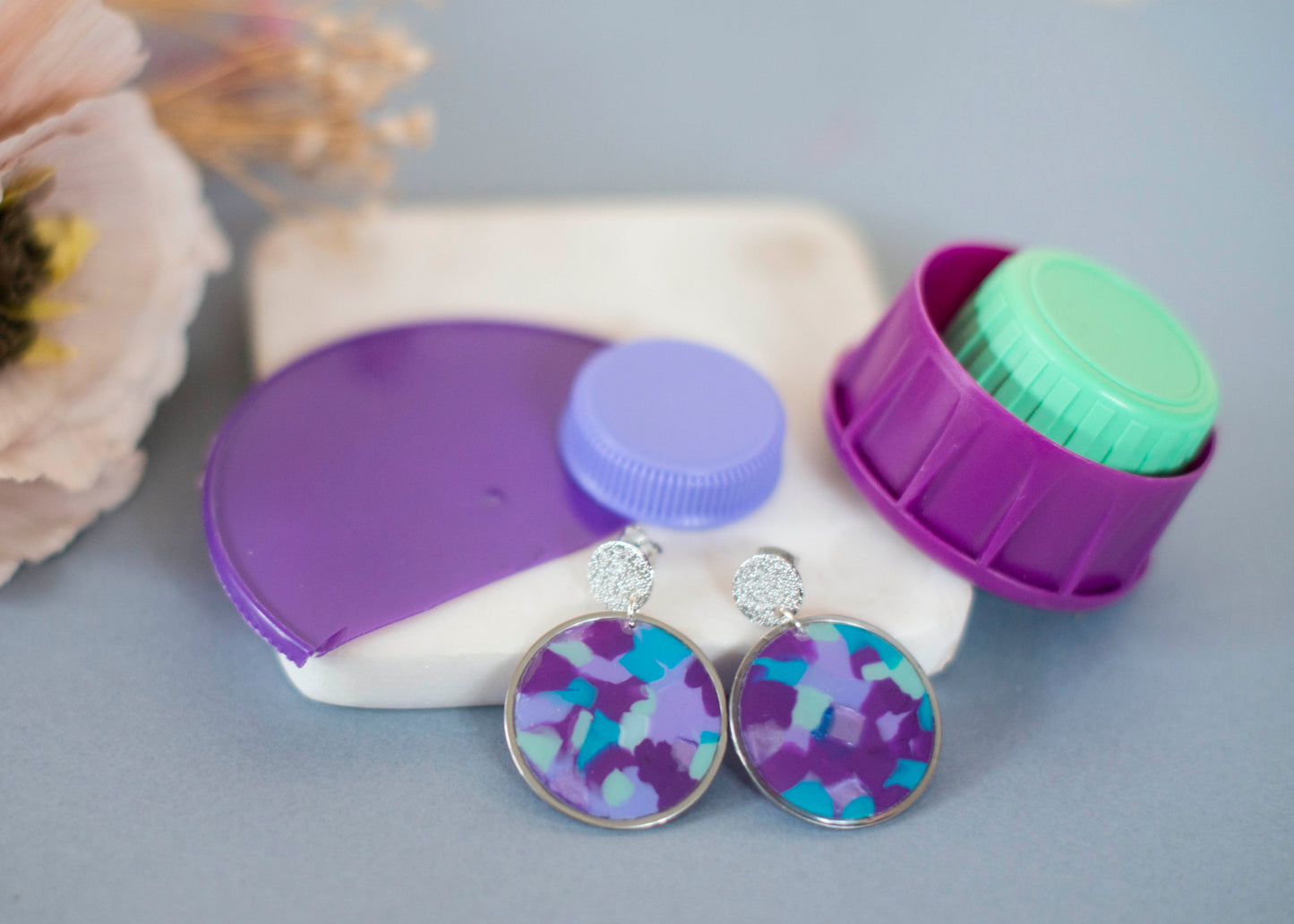 GRADIENT blaue Farbverlaufsohrringe – versilbert