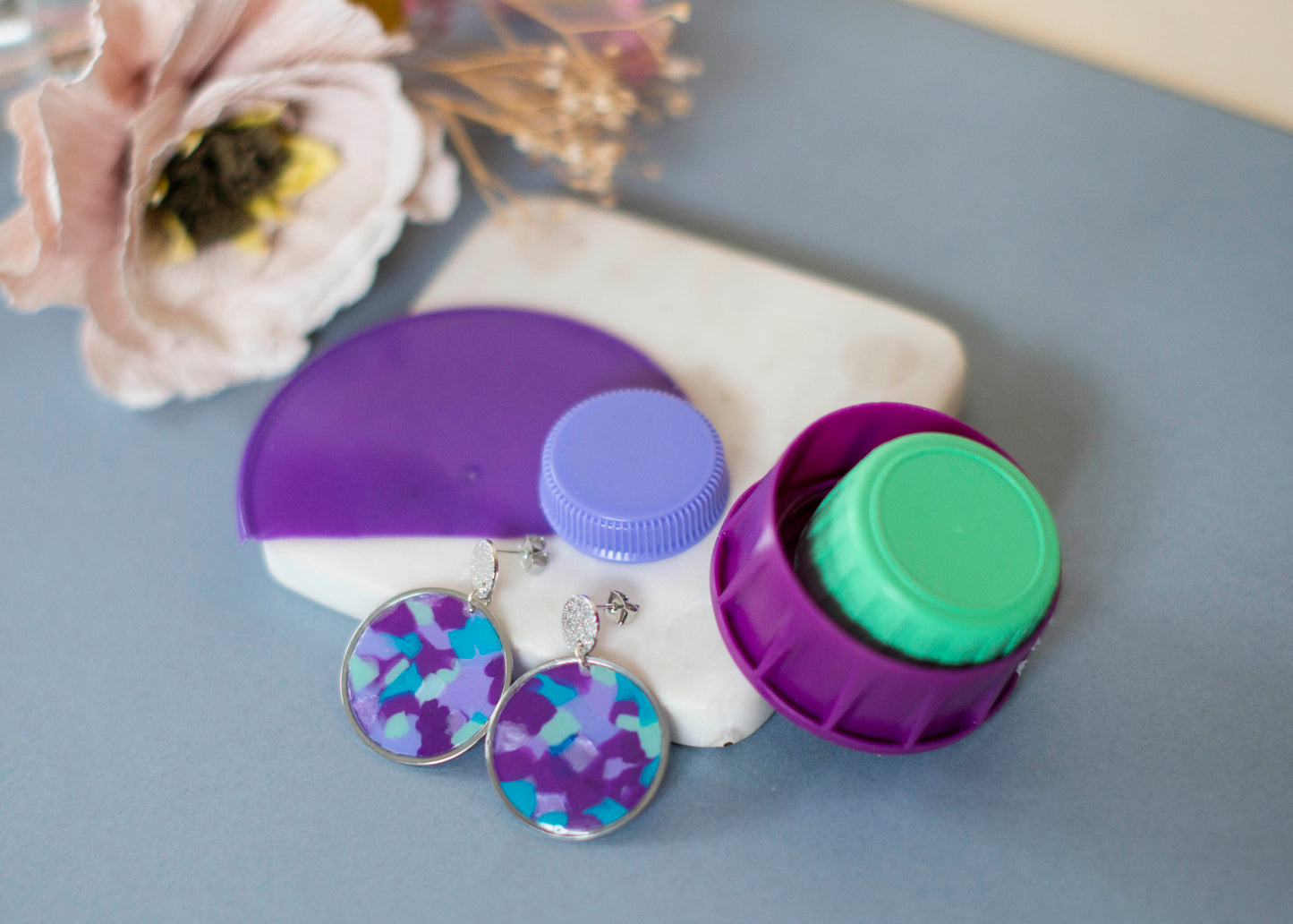 GRADIENT blaue Farbverlaufsohrringe – versilbert