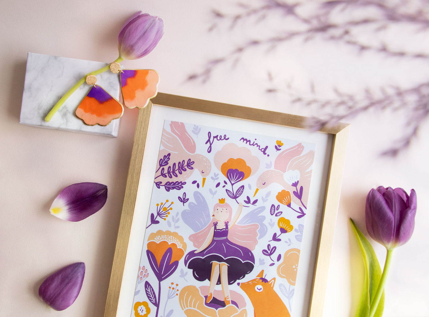 Exklusive Box 🧡 Free Mind 💜 – Illustration und recycelte Schleifen – Zusammenarbeit mit @linbulle