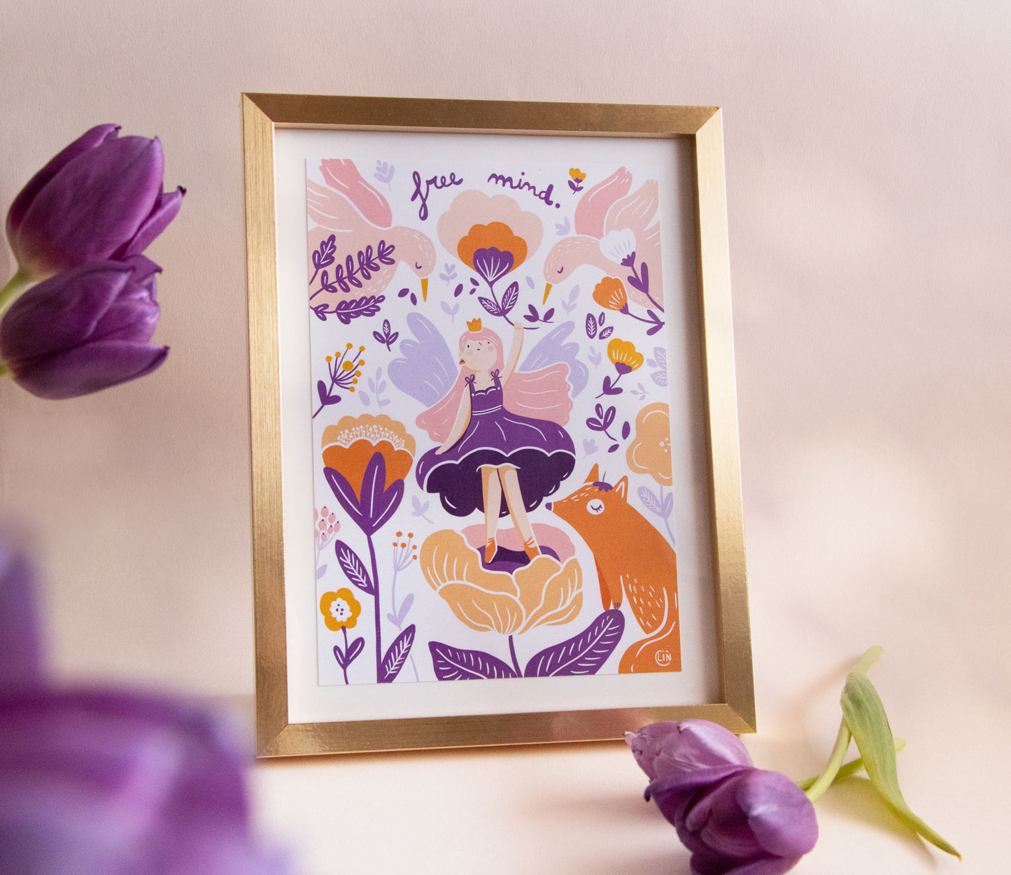 Exklusive Box 🧡 Free Mind 💜 – Illustration und recycelte Schleifen – Zusammenarbeit mit @linbulle