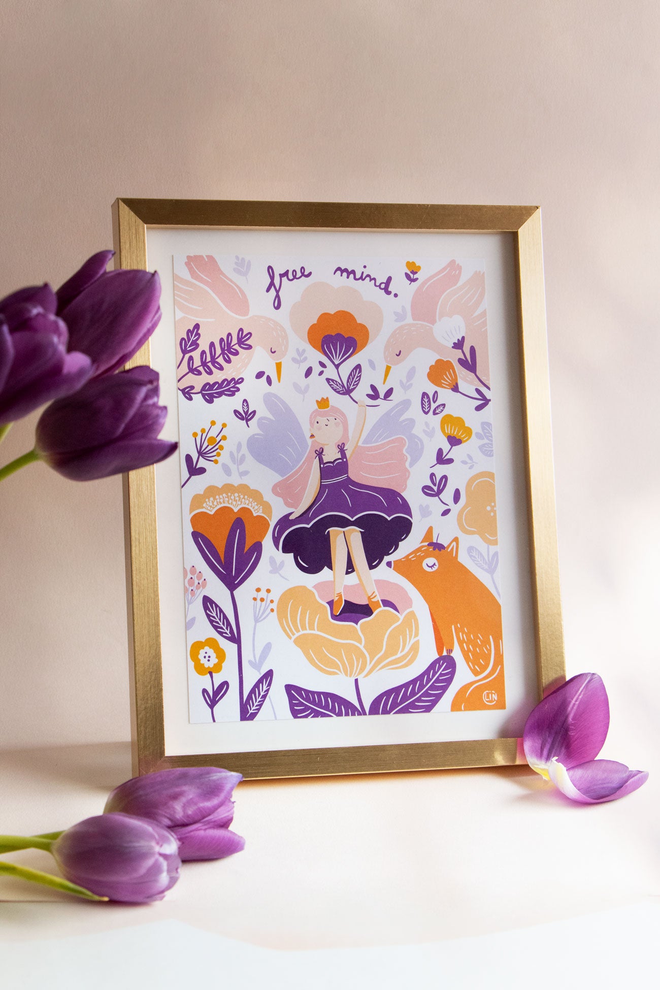 Exklusive Box 🧡 Free Mind 💜 – Illustration und recycelte Schleifen – Zusammenarbeit mit @linbulle