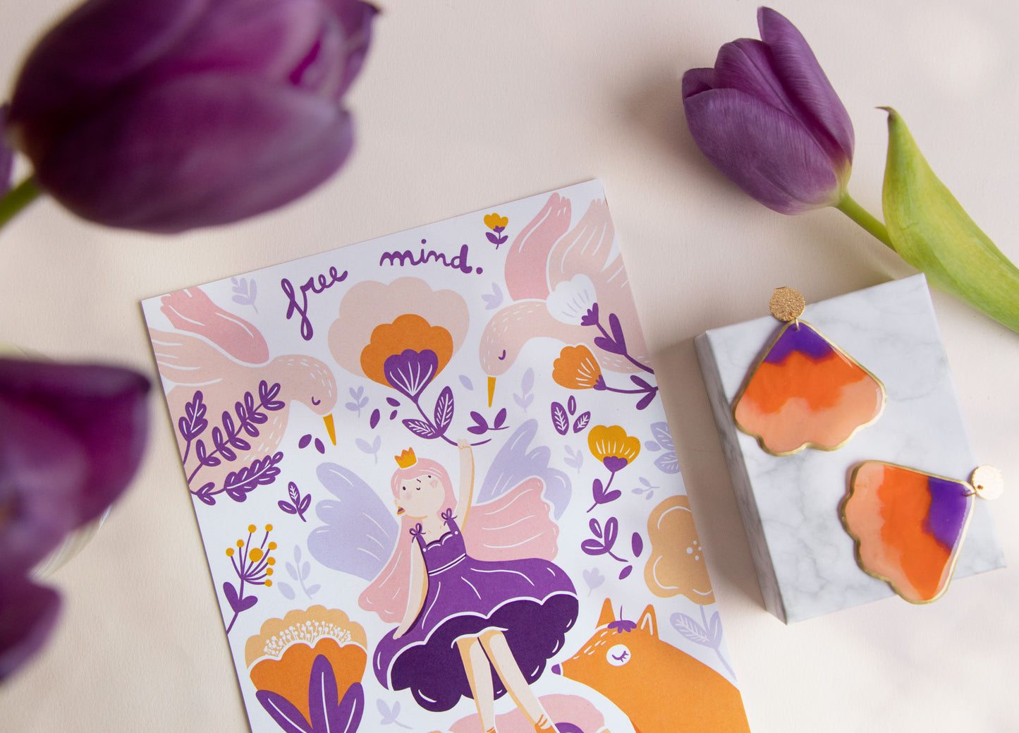 Exklusive Box 🧡 Free Mind 💜 – Illustration und recycelte Schleifen – Zusammenarbeit mit @linbulle