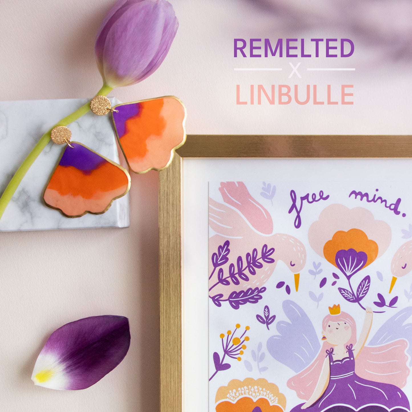 Exklusive Box 🧡 Free Mind 💜 – Illustration und recycelte Schleifen – Zusammenarbeit mit @linbulle