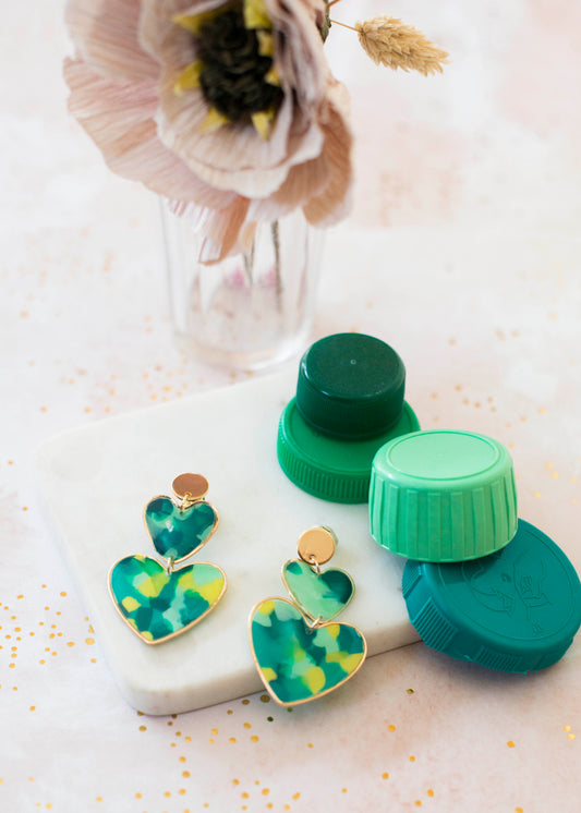 DOPPELHERZ Blaue Ohrringe – vergoldeter Verschluss