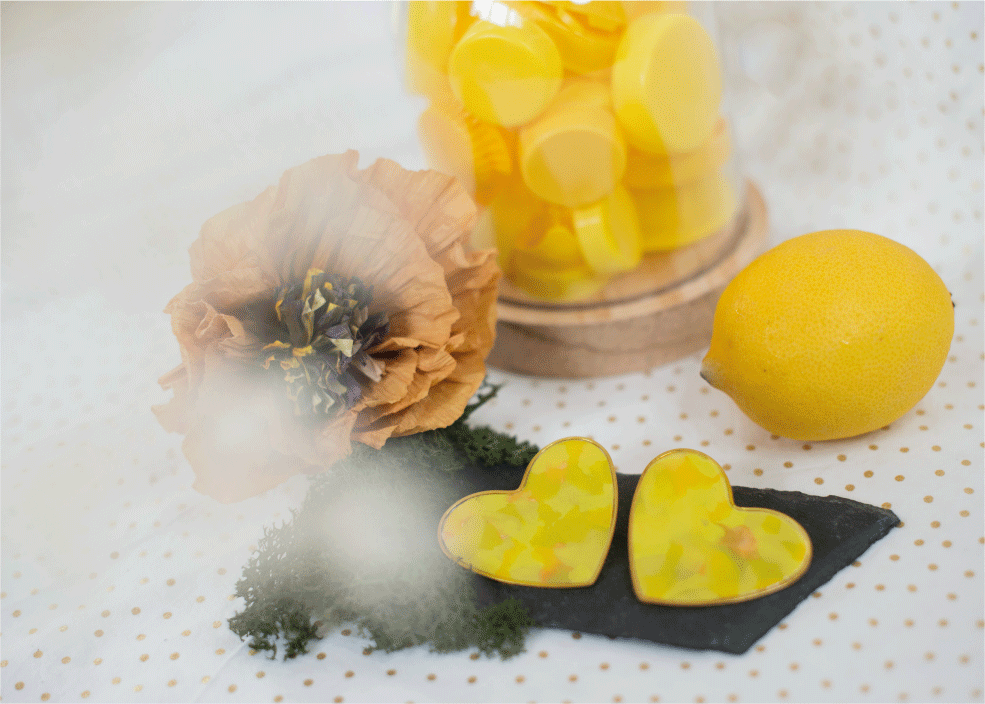 SEHR GROßE HERZ-Ohrringe - Limonade