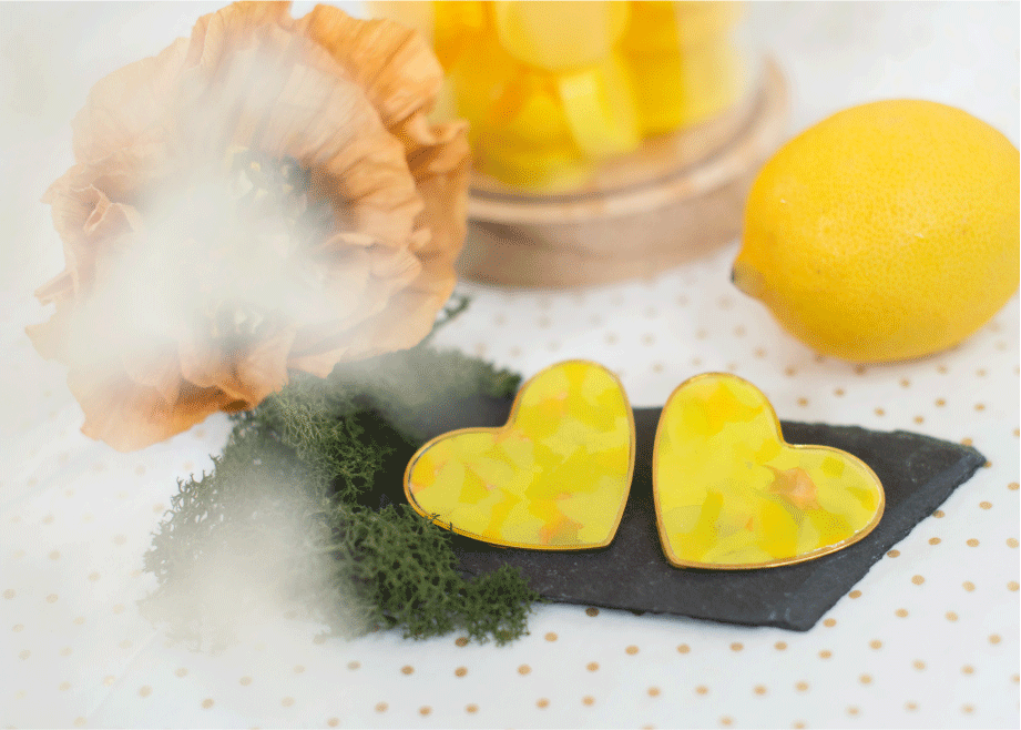 SEHR GROßE HERZ-Ohrringe - Limonade