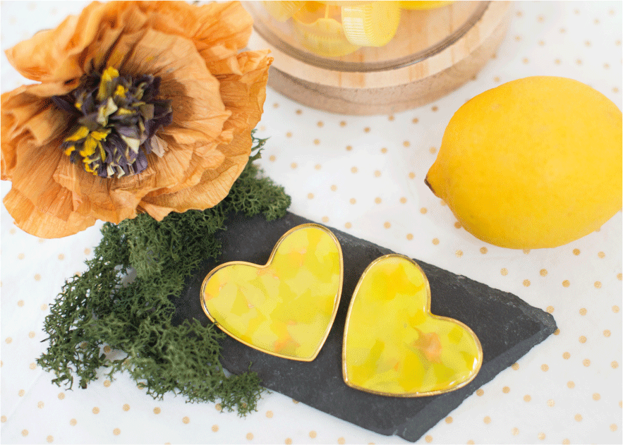 SEHR GROßE HERZ-Ohrringe - Limonade