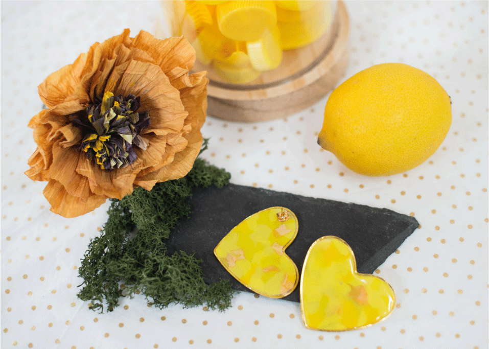 SEHR GROßE HERZ-Ohrringe - Limonade