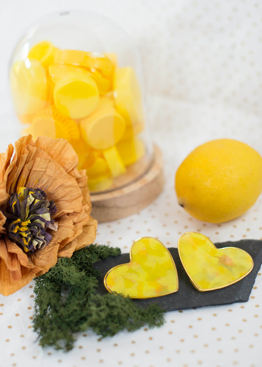 SEHR GROßE HERZ-Ohrringe - Limonade