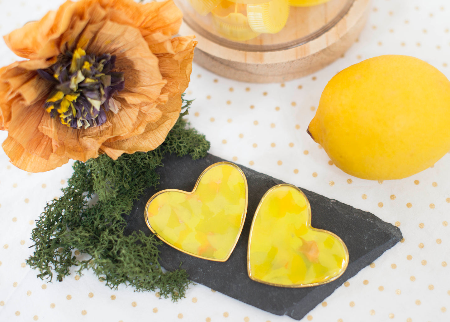 SEHR GROßE HERZ-Ohrringe - Limonade