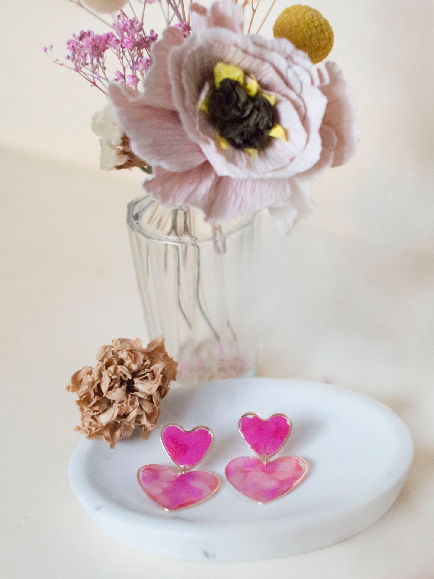 GROSSE HERZ-Chips in durchscheinendem Rosa