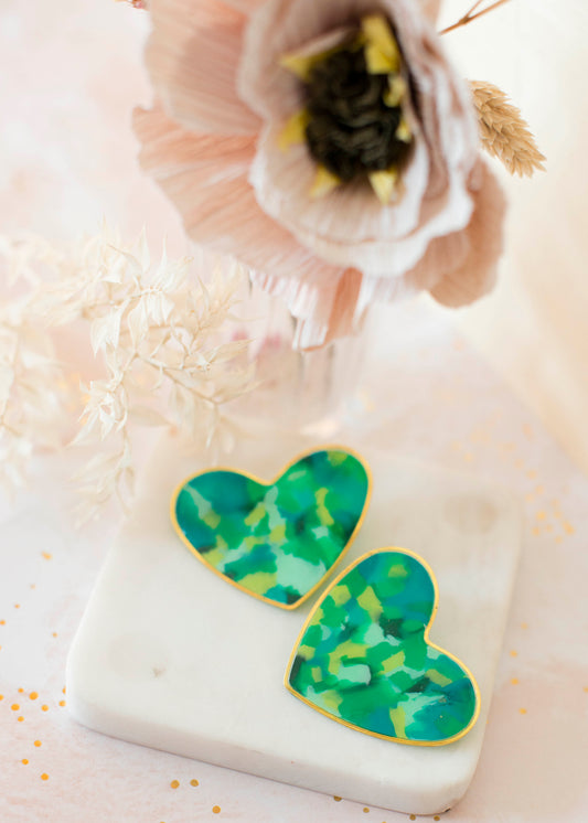 SEHR GROßES HERZ Ohrringe - grün
