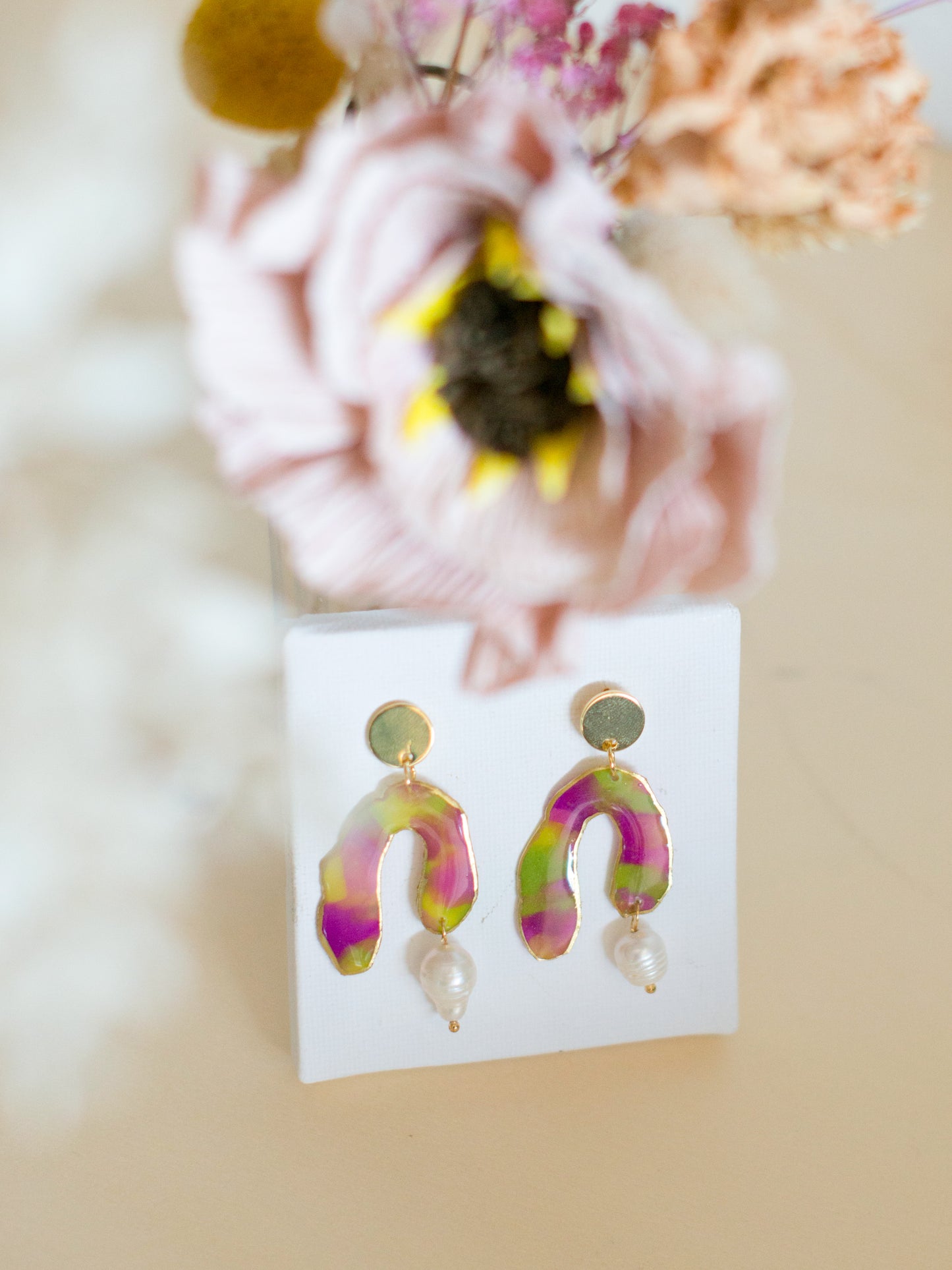 ARCHES and pearls - en rose et vert prairie