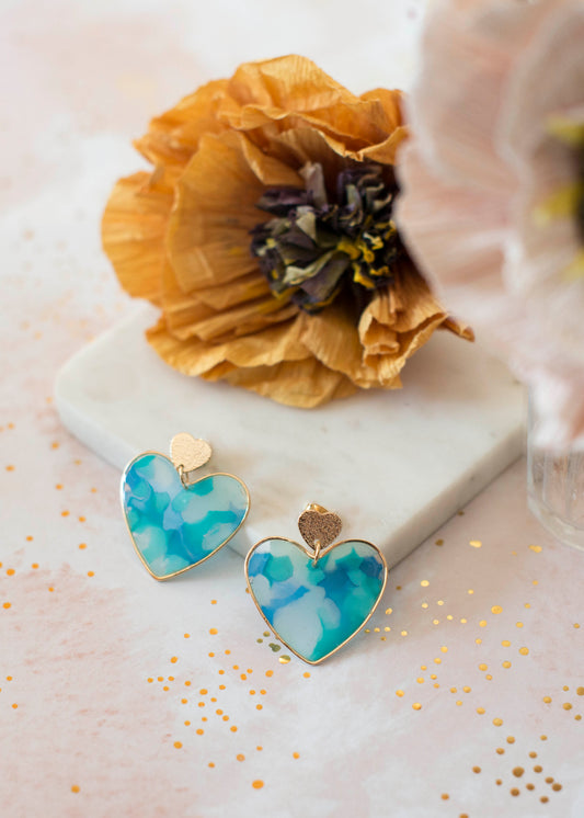 Boucles BIG HEART - aqua blue - Camaïeu de bleus