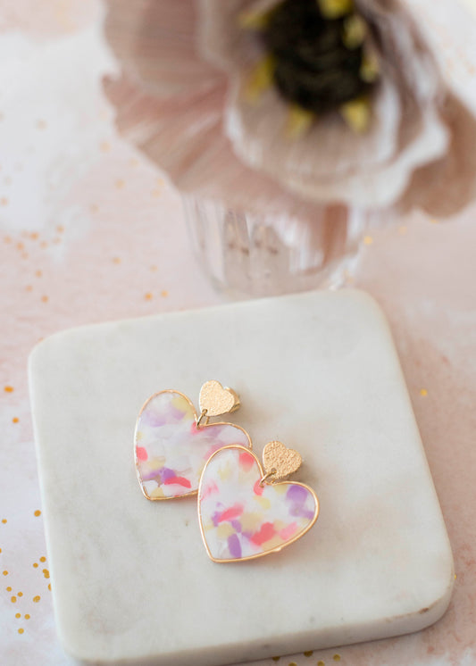 BIG HEART earrings - pastel pink - 