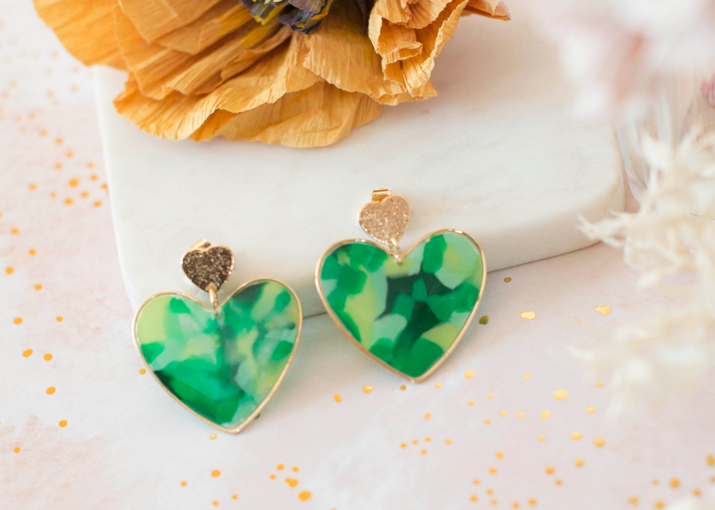 Boucles BIG HEART - Go Green - Camaïeu de verts