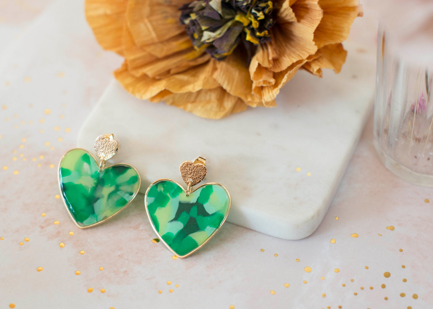 Boucles BIG HEART - Go Green - Camaïeu de verts