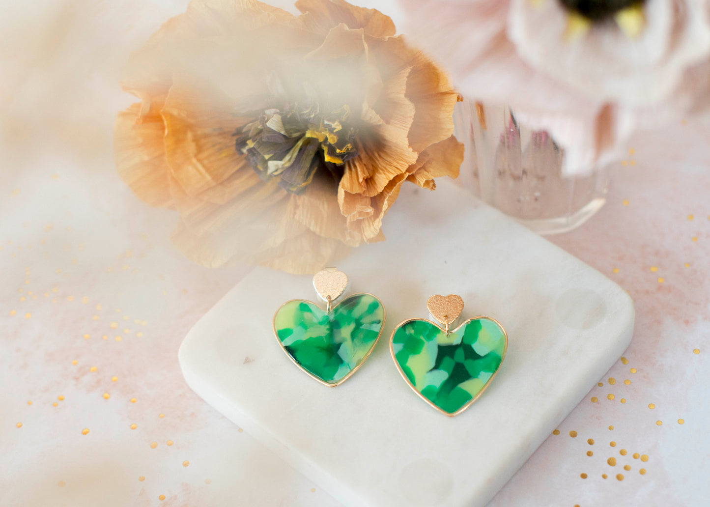 Boucles BIG HEART - Go Green - Camaïeu de verts