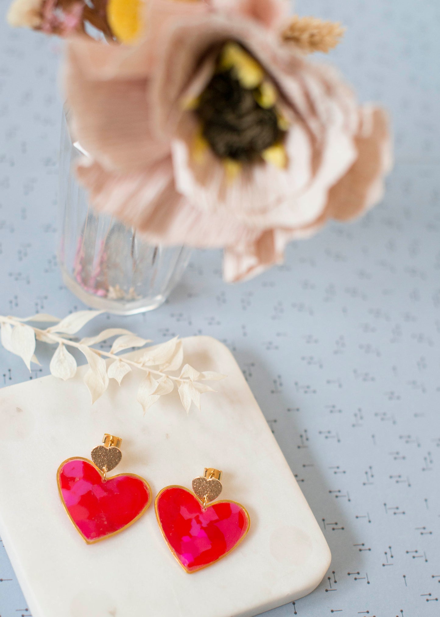 BIG HEART Earrings - Passion - Red and Fuchsia 