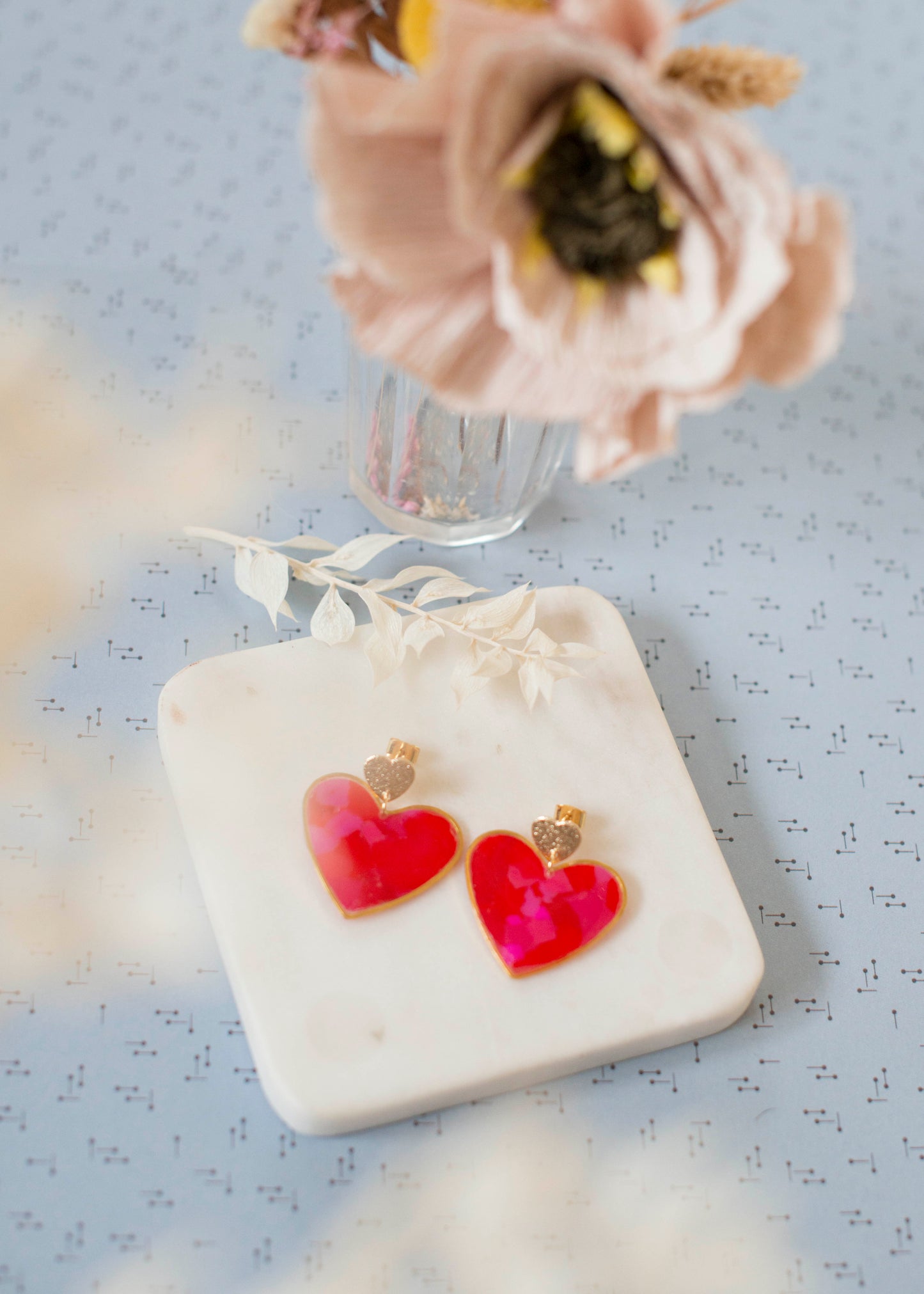 BIG HEART Earrings - Passion - Red and Fuchsia 