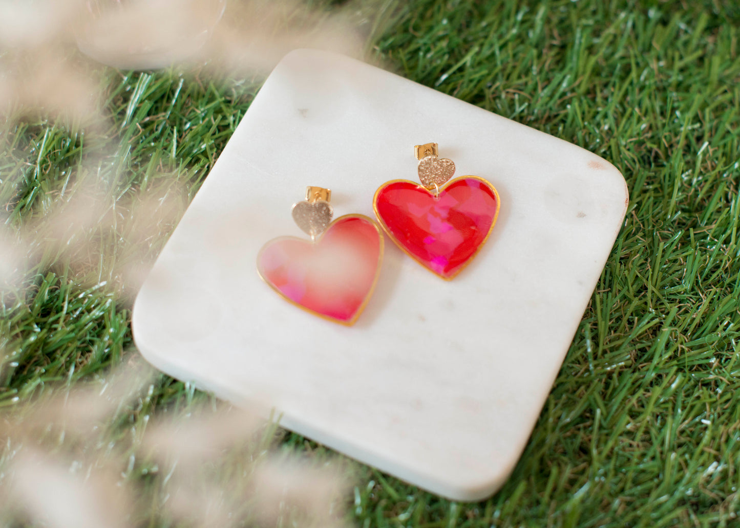 BIG HEART Earrings - Passion - Red and Fuchsia 