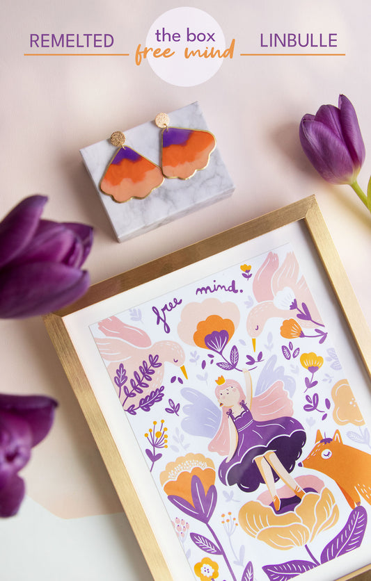 Box exclusive 🧡 Free Mind 💜 - illustration et boucles recyclées - collaboration avec @linbulle