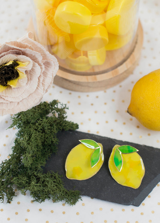 "Citrus" earrings in yellow recycled plastic