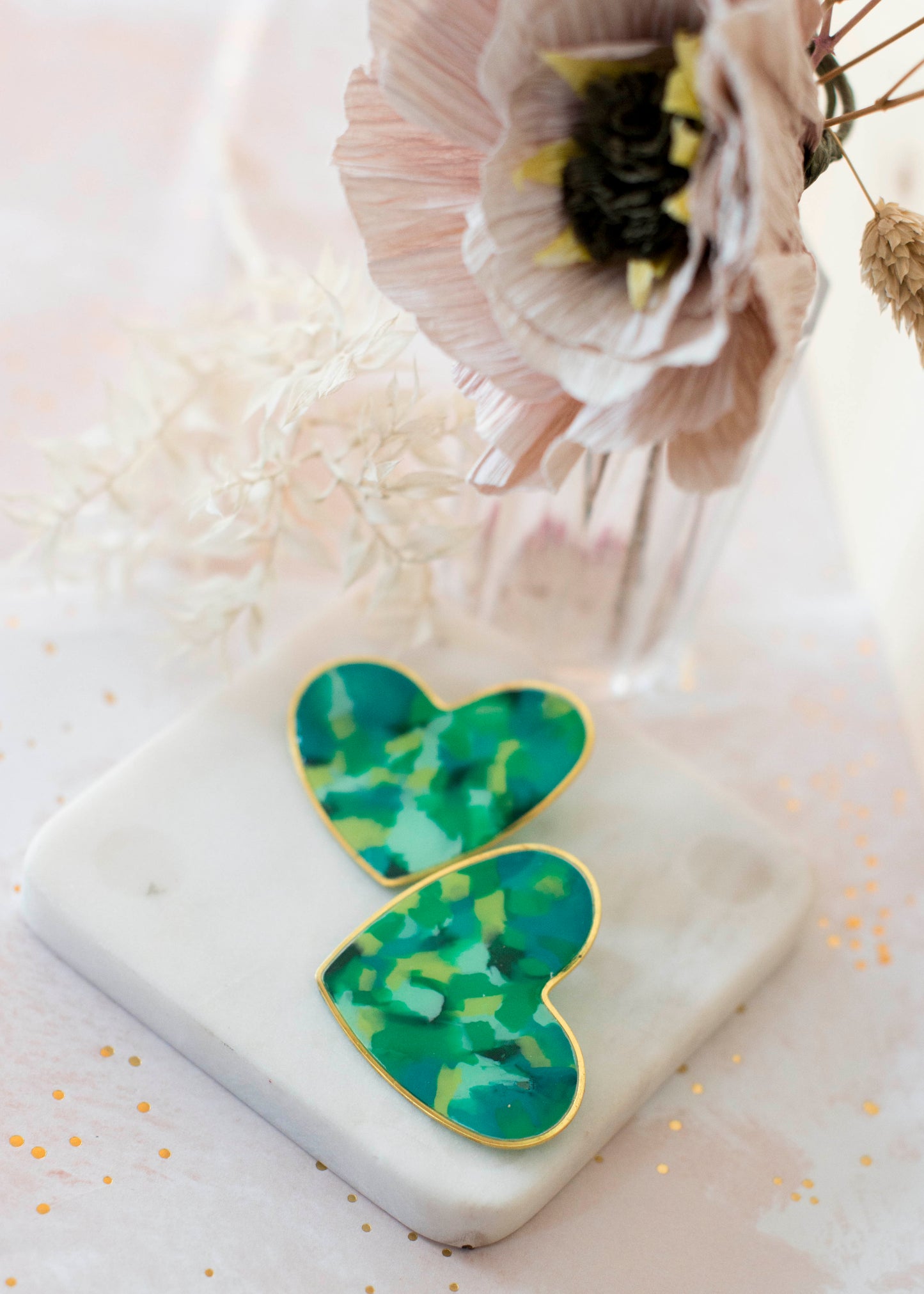 VERY BIG HEART earrings - green