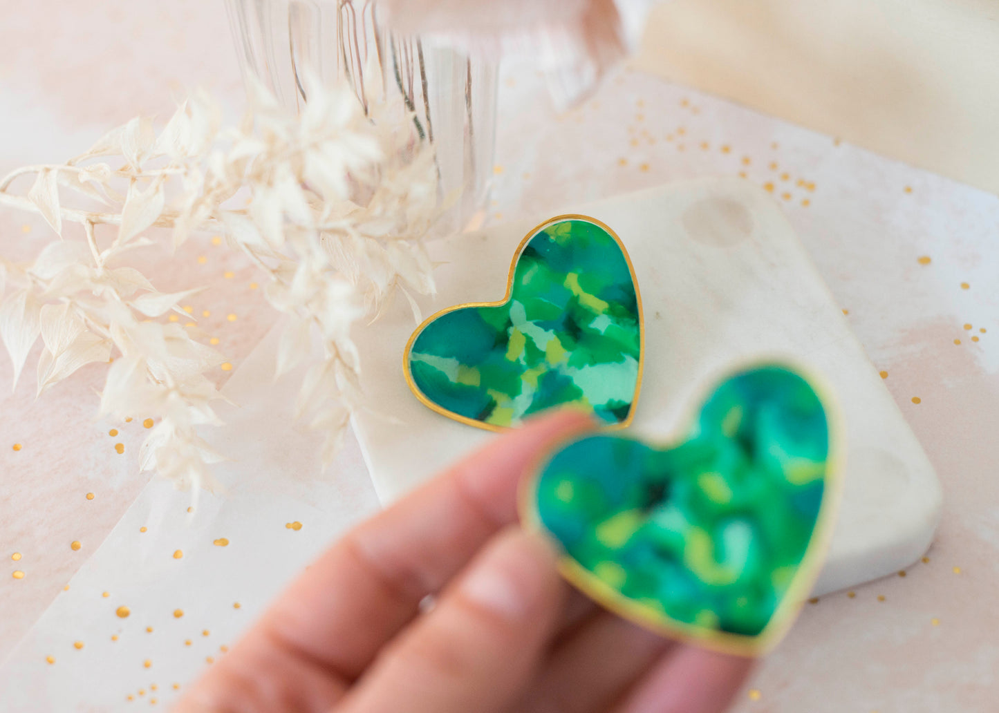 VERY BIG HEART earrings - green