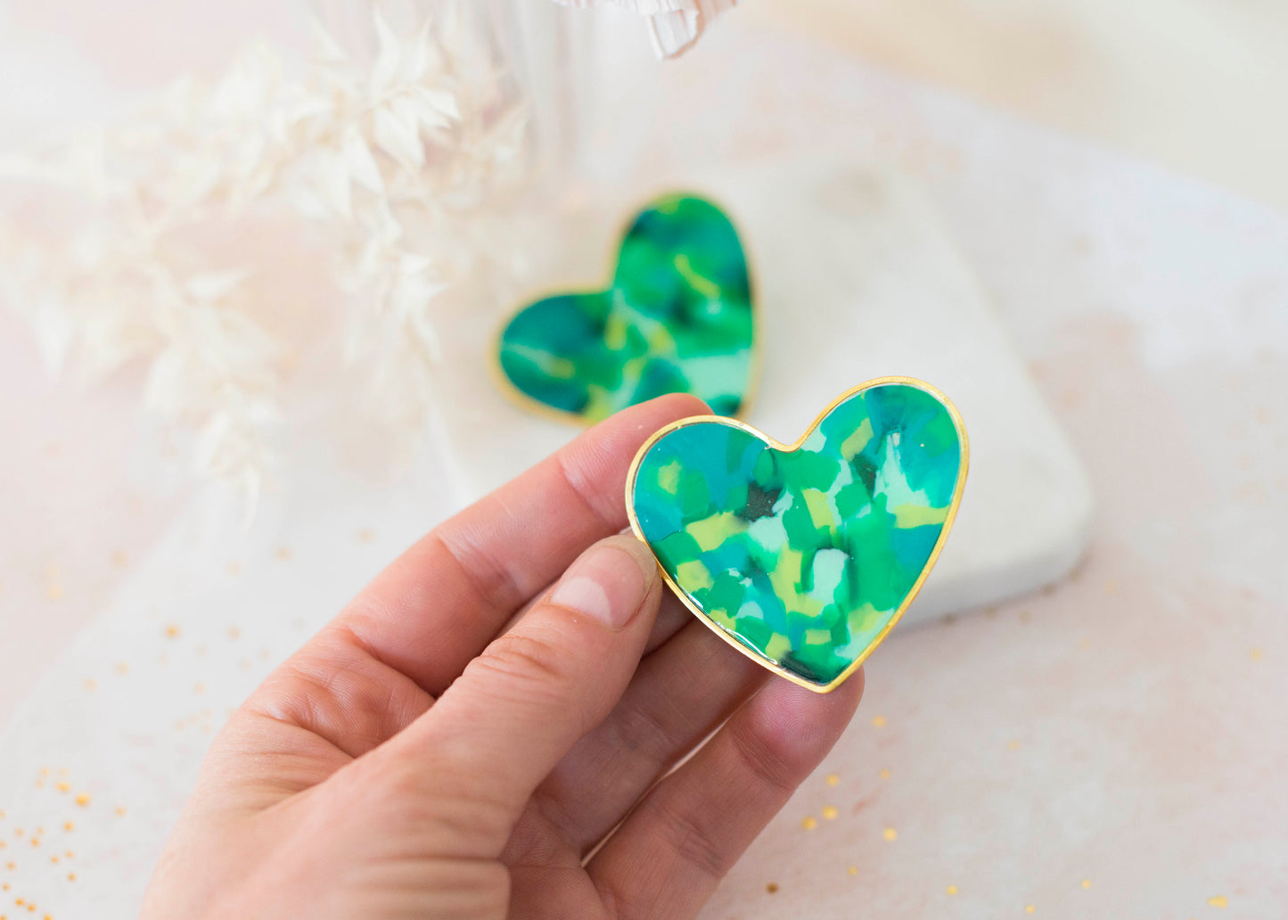 VERY BIG HEART earrings - green