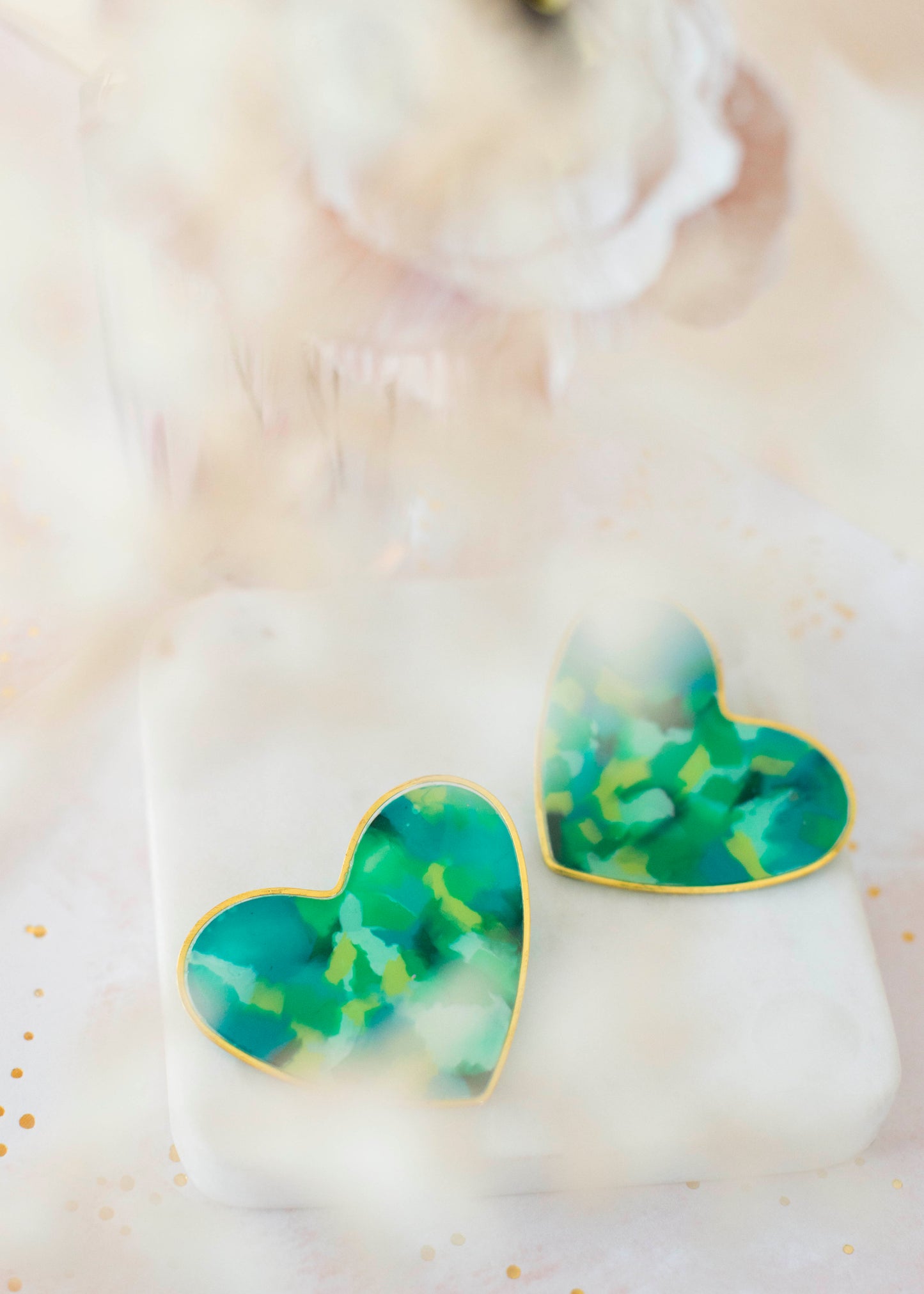 VERY BIG HEART earrings - green