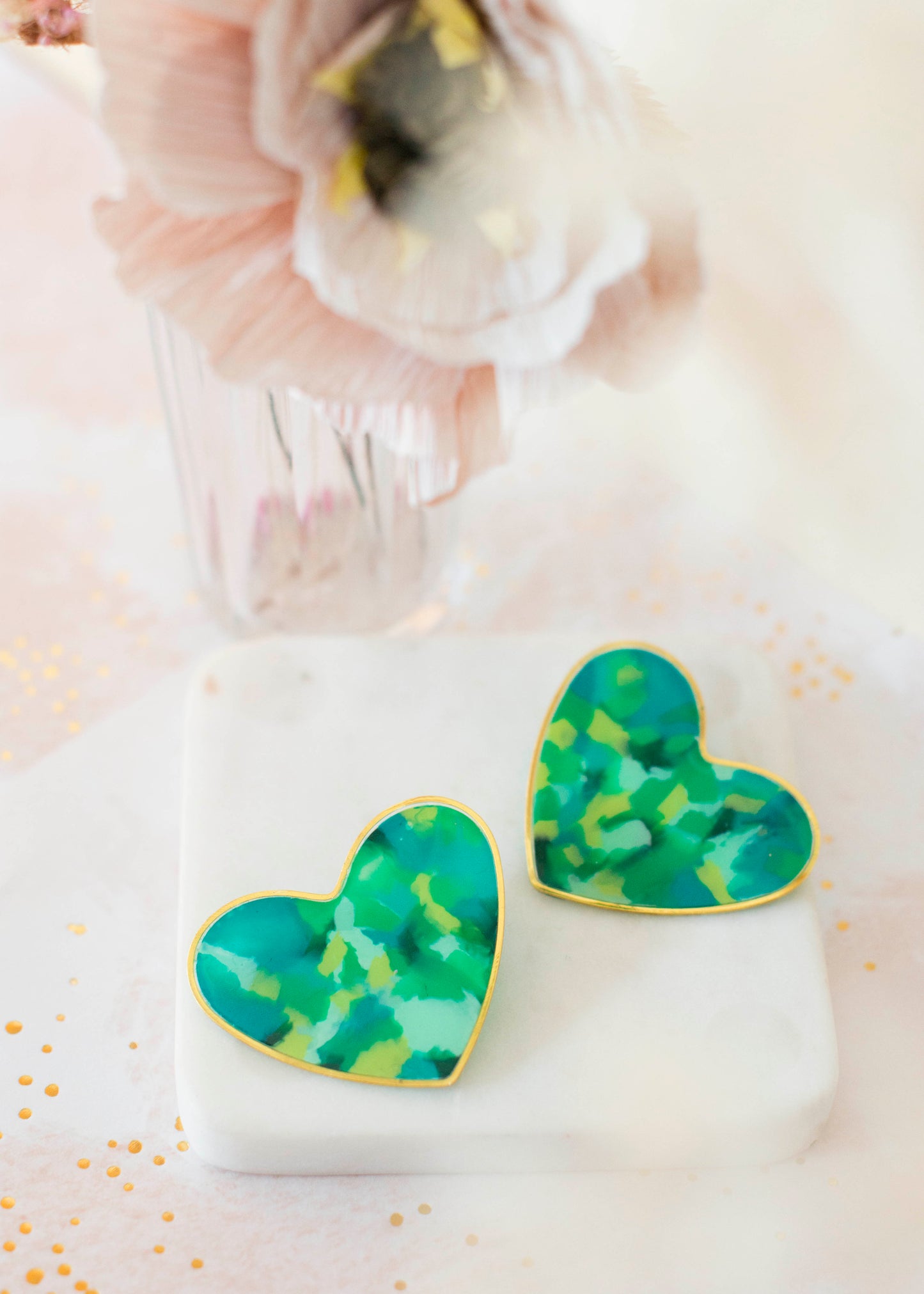 VERY BIG HEART earrings - green