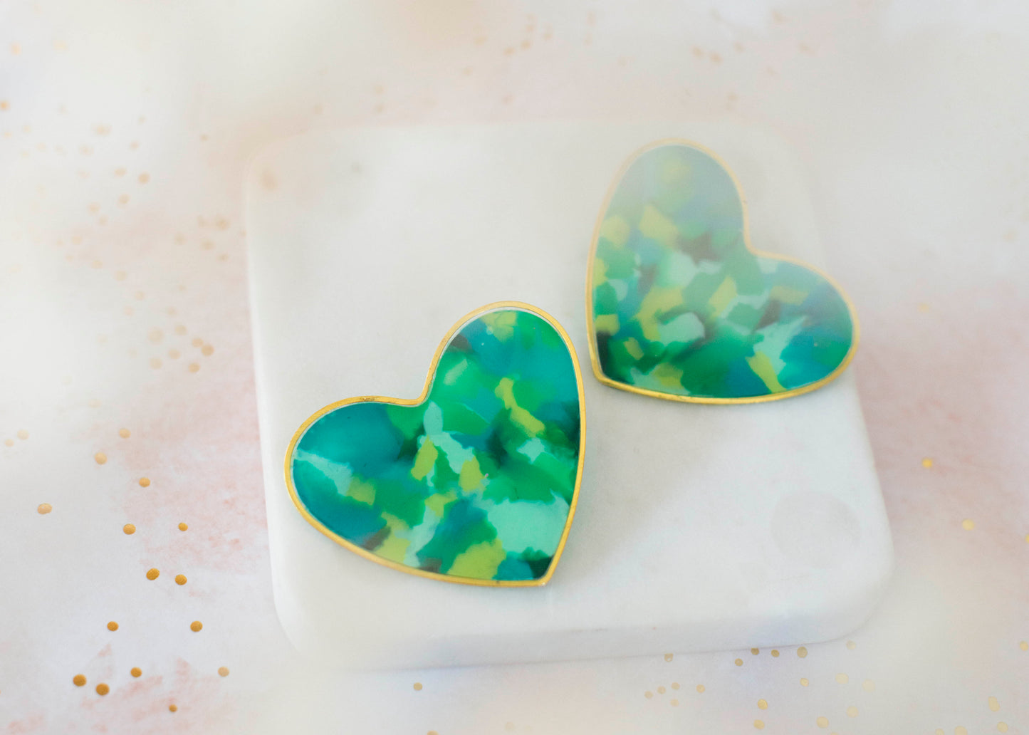 VERY BIG HEART earrings - green